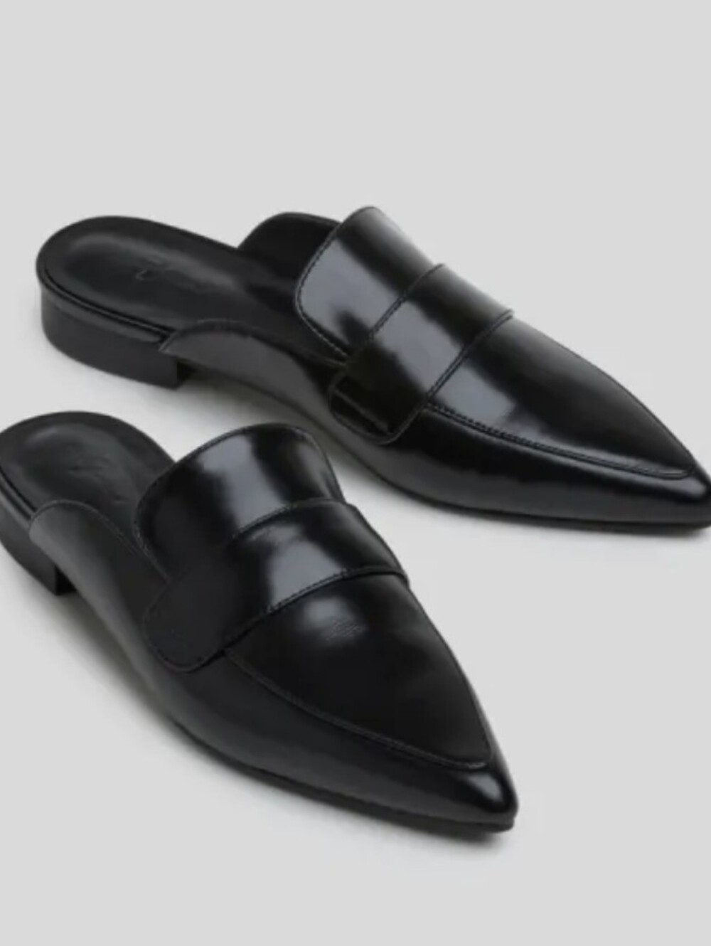 7 For All Mankind Womens Black Leather Loafer Mule Sulize 8